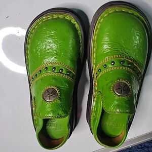 Double H Kids 12M Ostrich Print Green Leather Slip On Western Style Clog Shoe